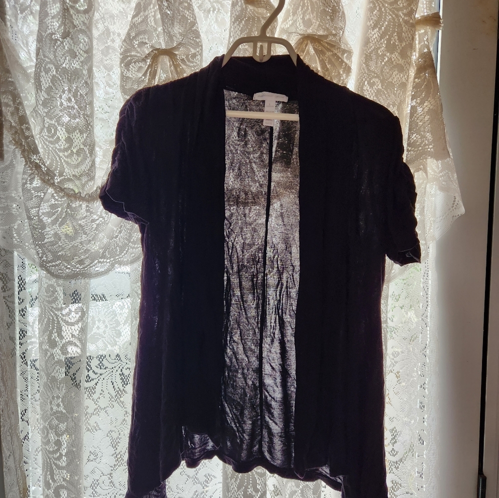 Black lightweight short sleeve cardigan